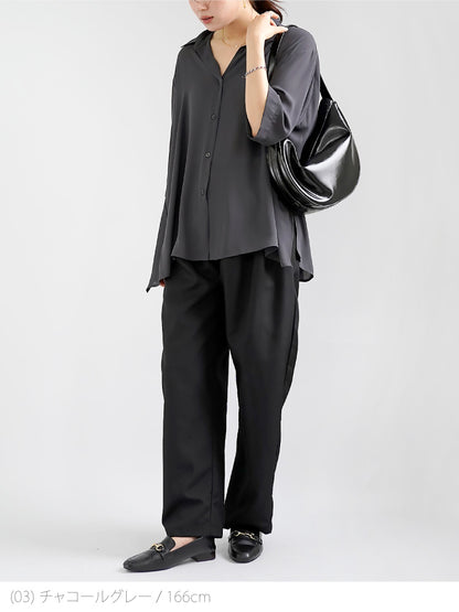 バックレイヤードシフォンシャツ