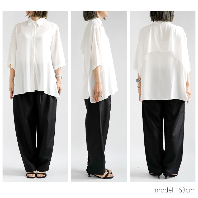 バックレイヤードシフォンシャツ