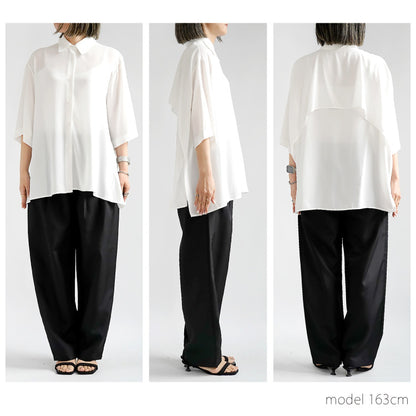 バックレイヤードシフォンシャツ