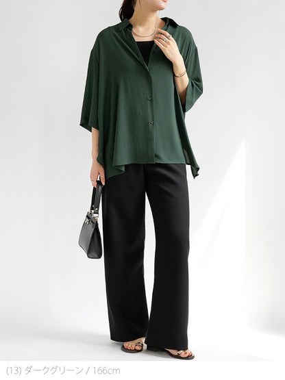 バックレイヤードシフォンシャツ
