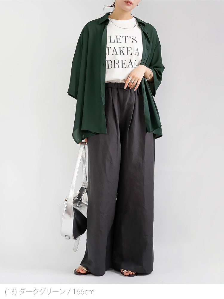 バックレイヤードシフォンシャツ