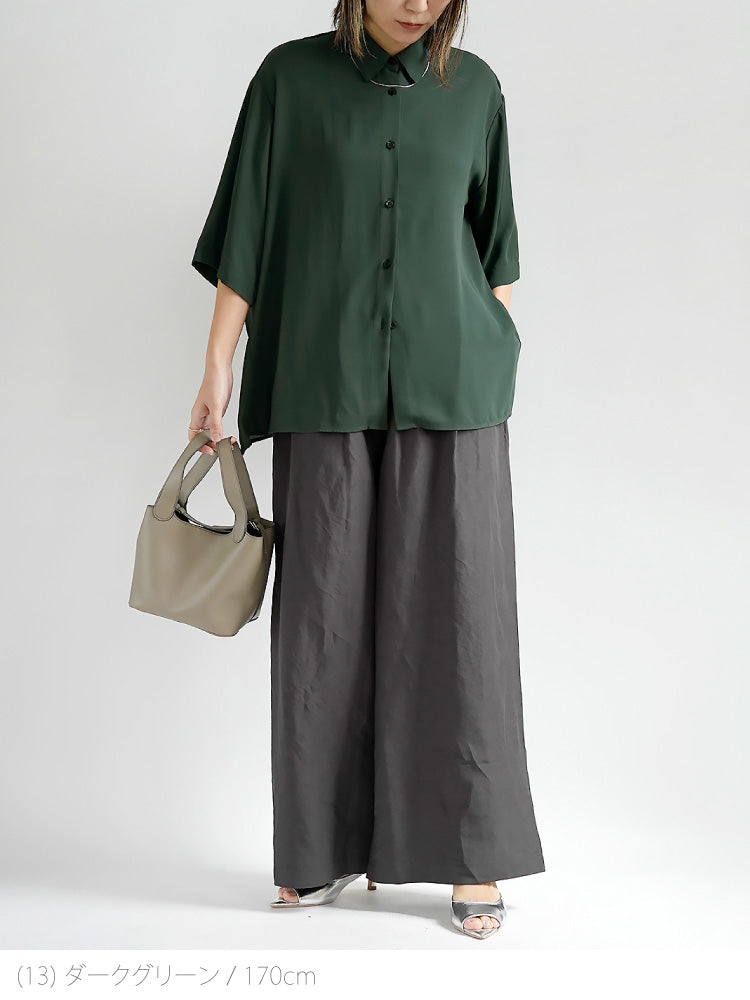 バックレイヤードシフォンシャツ