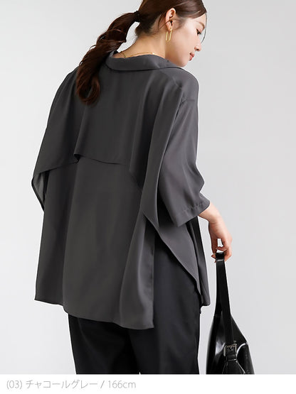 バックレイヤードシフォンシャツ