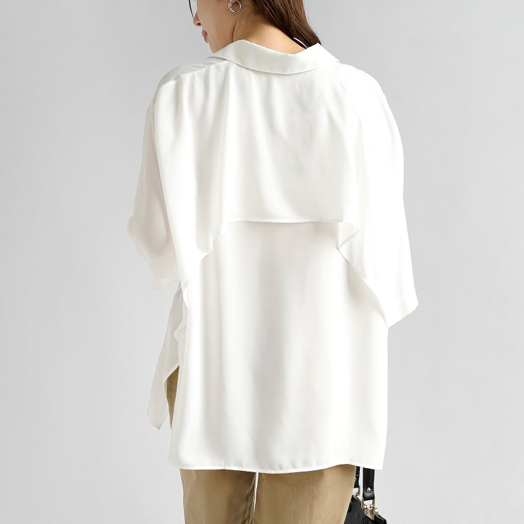バックレイヤードシフォンシャツ
