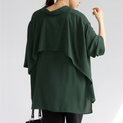 バックレイヤードシフォンシャツ