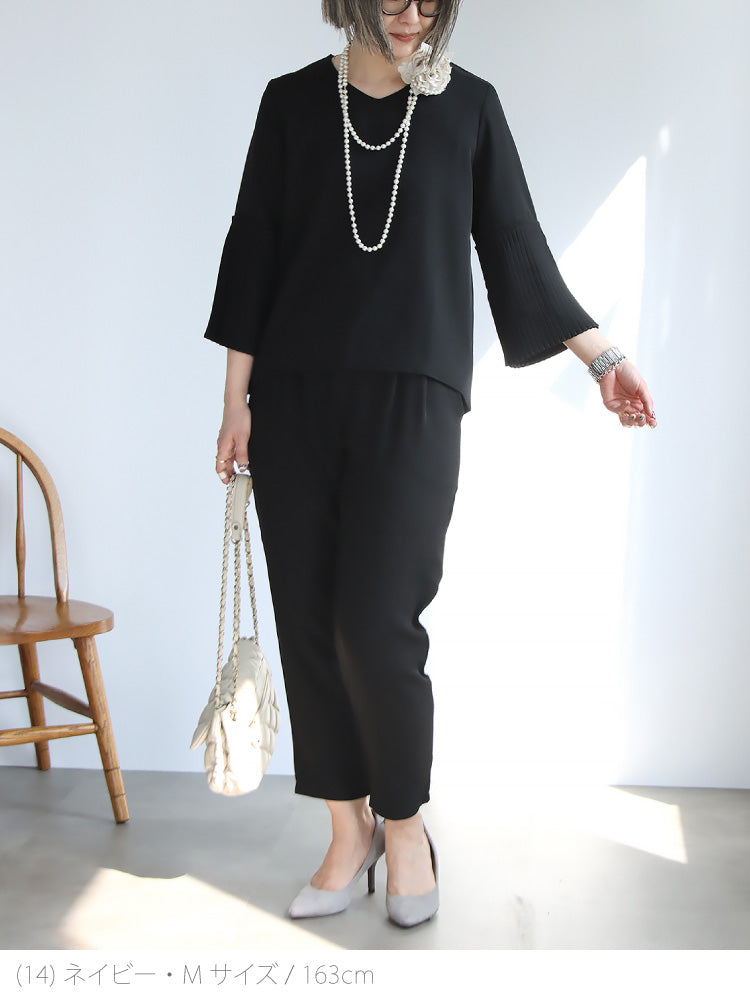 袖プリーツセットアップ