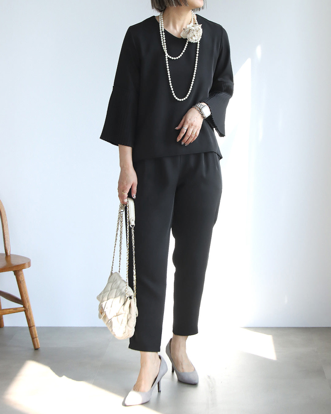 袖プリーツセットアップ