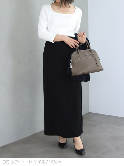 リブスクエア７分袖トップス