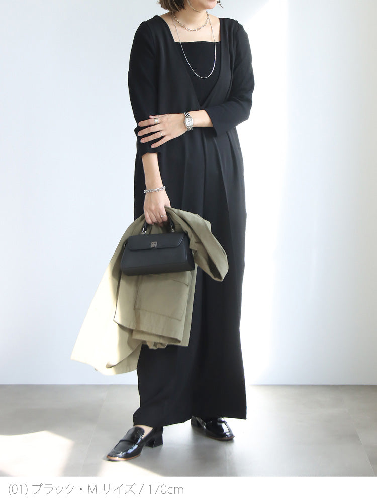 リブスクエア７分袖トップス