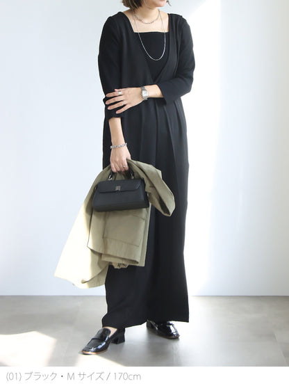 リブスクエア７分袖トップス