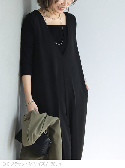 リブスクエア７分袖トップス