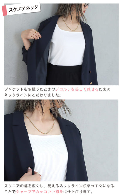 リブスクエア７分袖トップス