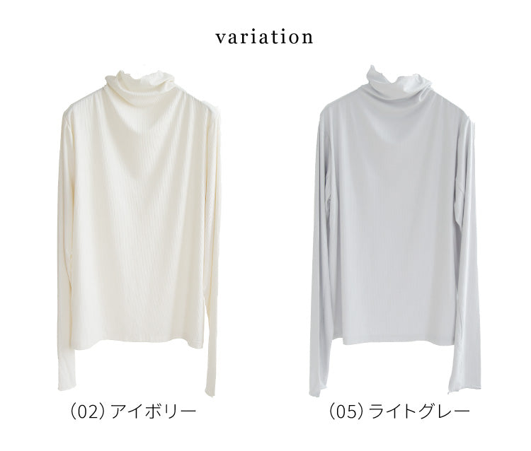 シアーリブタートルネックトップス