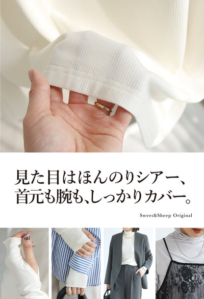 シアーリブタートルネックトップス