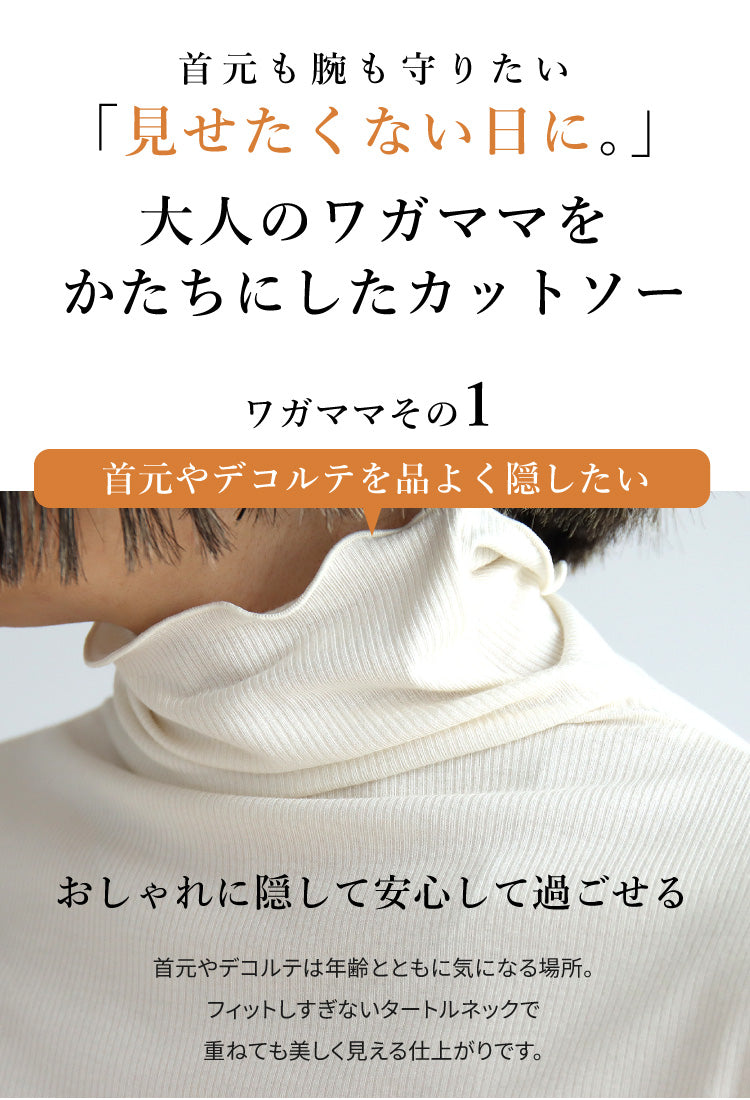 シアーリブタートルネックトップス
