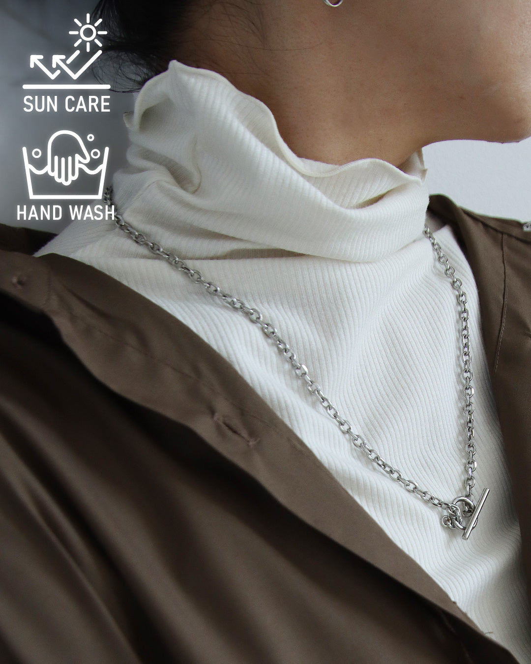 シアーリブタートルネックトップス