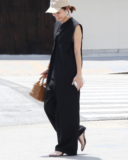 【予約商品】【5/上～中旬頃入荷予定】バンドカラーオールインワン