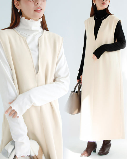 裏ボアキーネックジャンパースカート