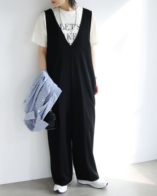 Vネックサロペット