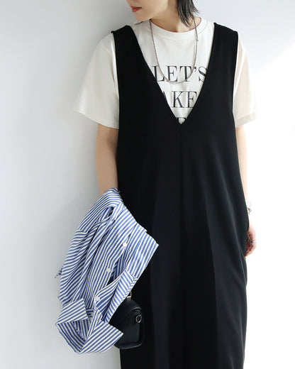 Vネックサロペット