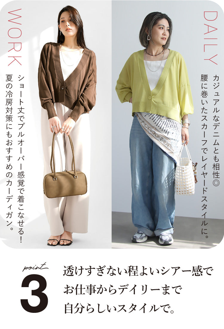 シアーニットショートカーディガン