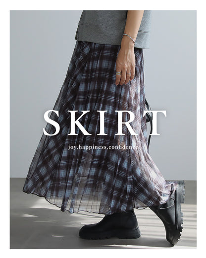 チェック柄シアープリーツスカート