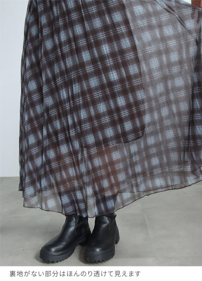 チェック柄シアープリーツスカート