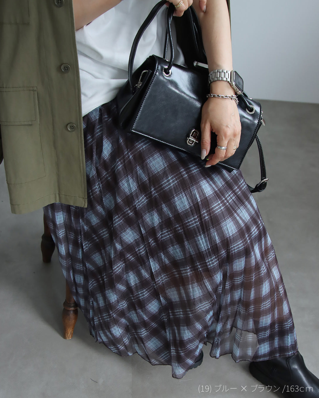 チェック柄シアープリーツスカート