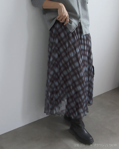 チェック柄シアープリーツスカート