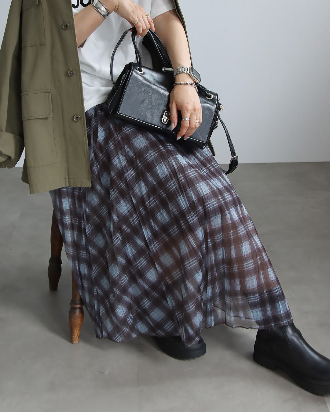 チェック柄シアープリーツスカート
