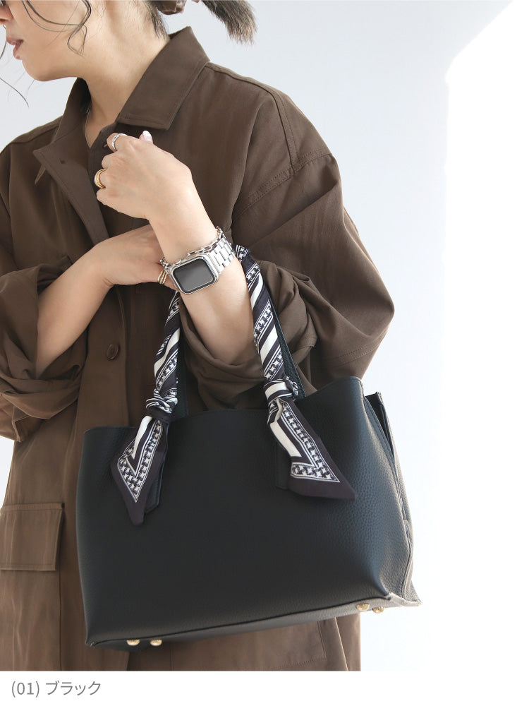 スカーフ付き本革ミニトートバッグ