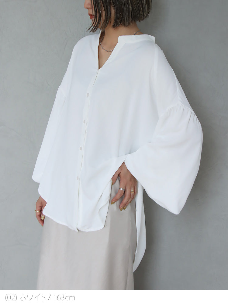 【SALE】ボリュームスリーブとろみブラウス