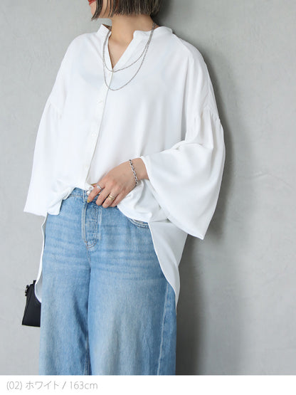 【SALE】ボリュームスリーブとろみブラウス