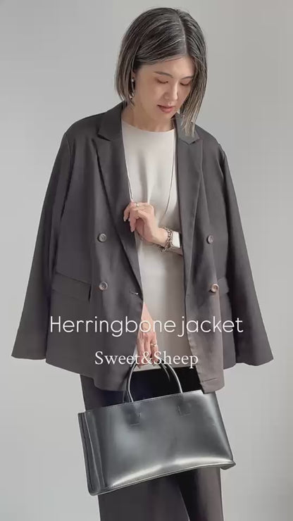 【予約販売】ヘリンボーン柄ダブルジャケット
